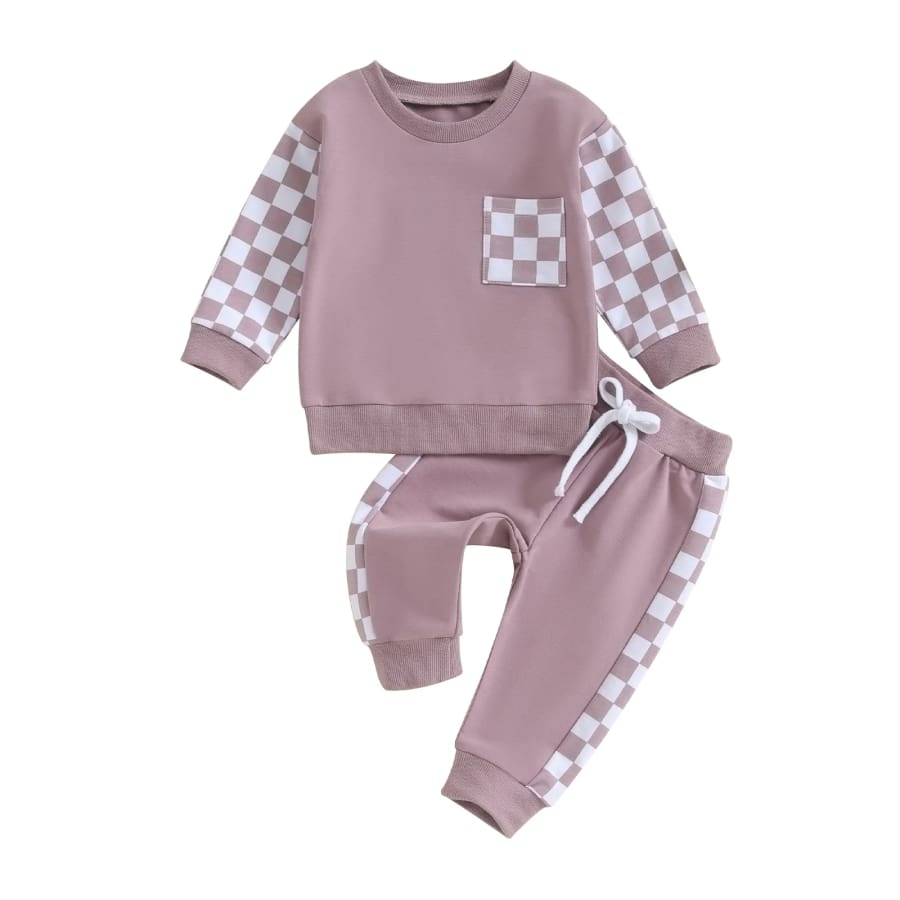 Charlene Checkers Trackie Set - Mauve - 0-6 Months