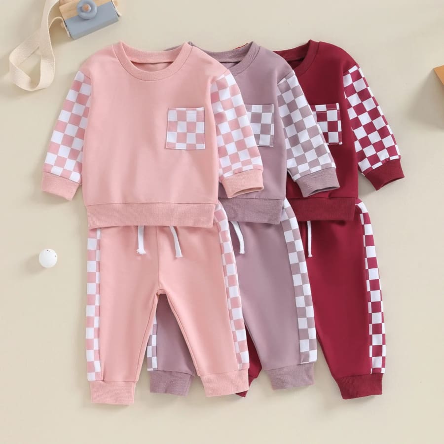 Charlene Checkers Trackie Set - Mauve - 0-6 Months