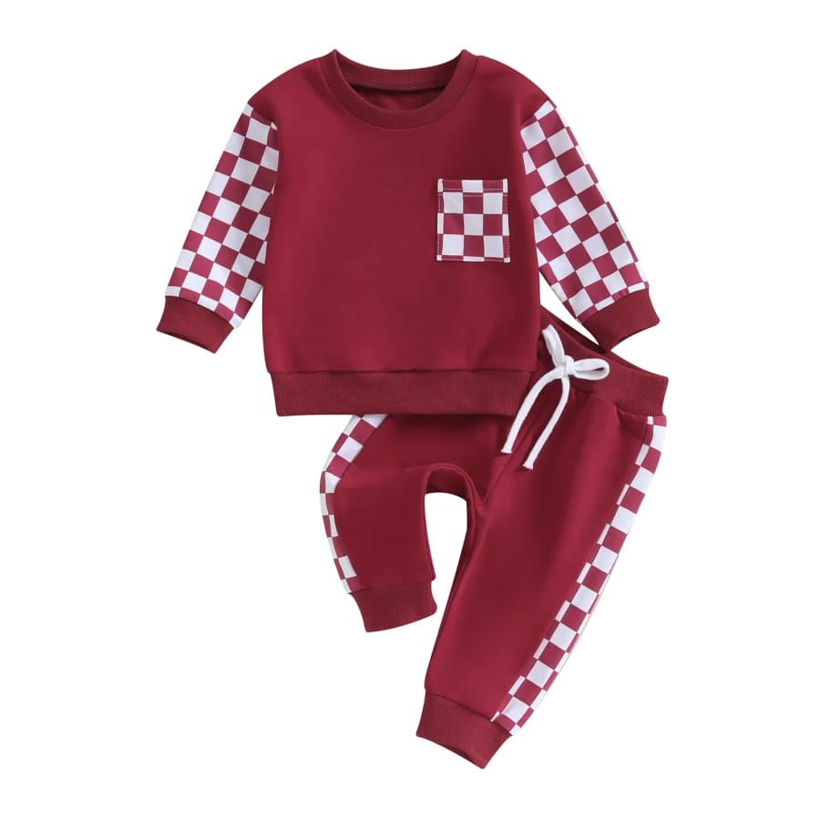 Charlene Checkers Trackie Set - Rose - 0-6 Months