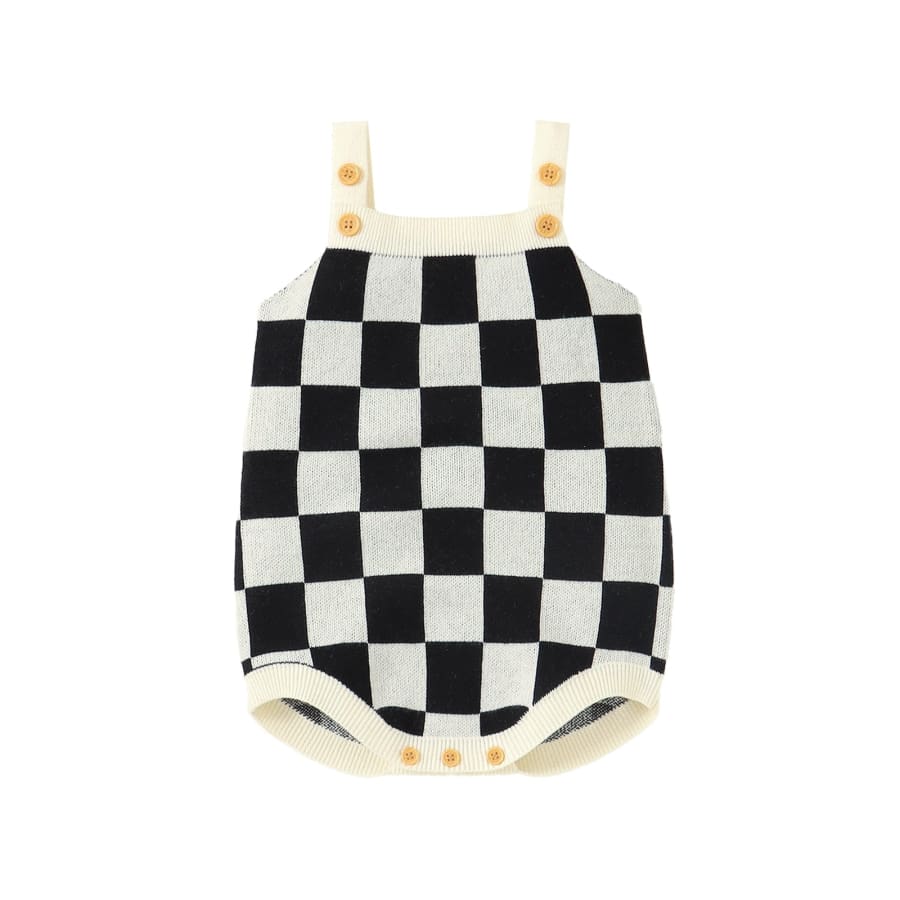 Charli Checkerboard Print Knit Romper - Night - 0-3 Months