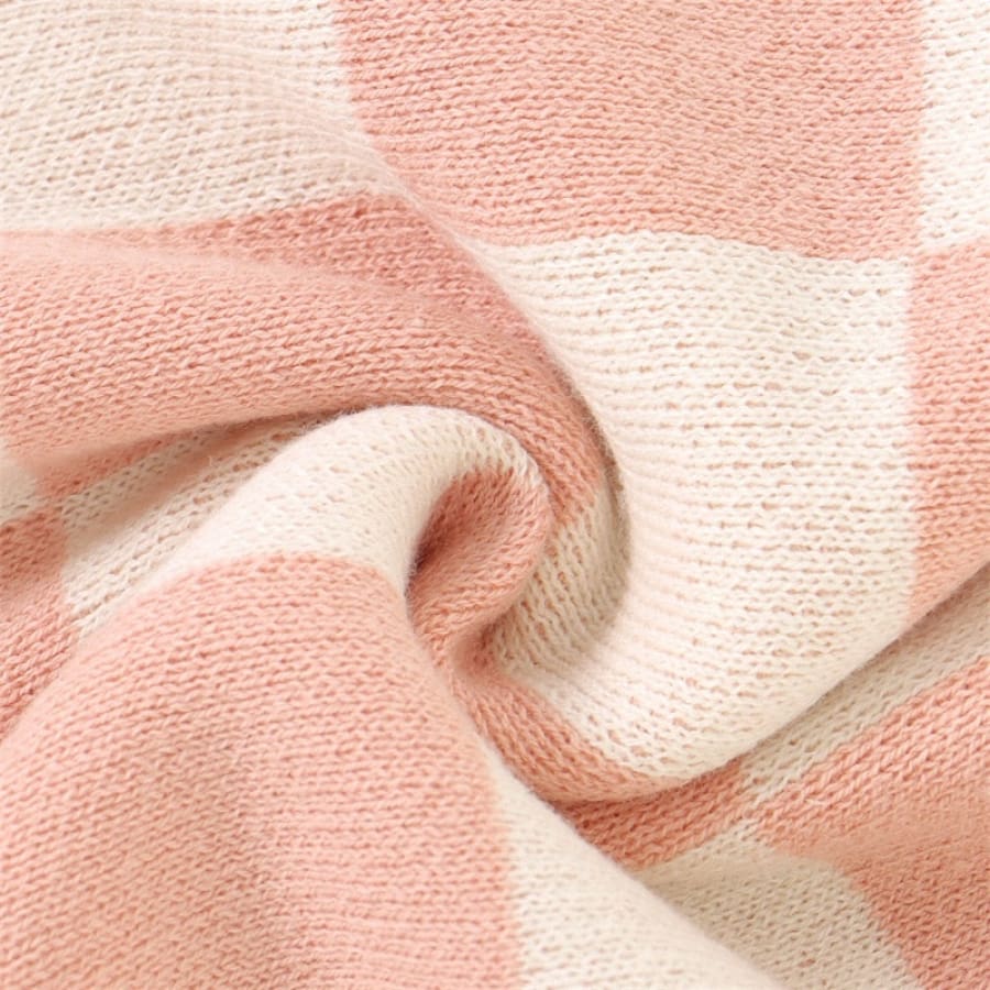 Charli Checkerboard Print Knit Romper - Pink