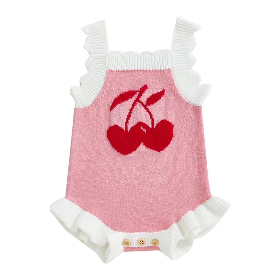 Cherry Knit Romper - 0-3 Months