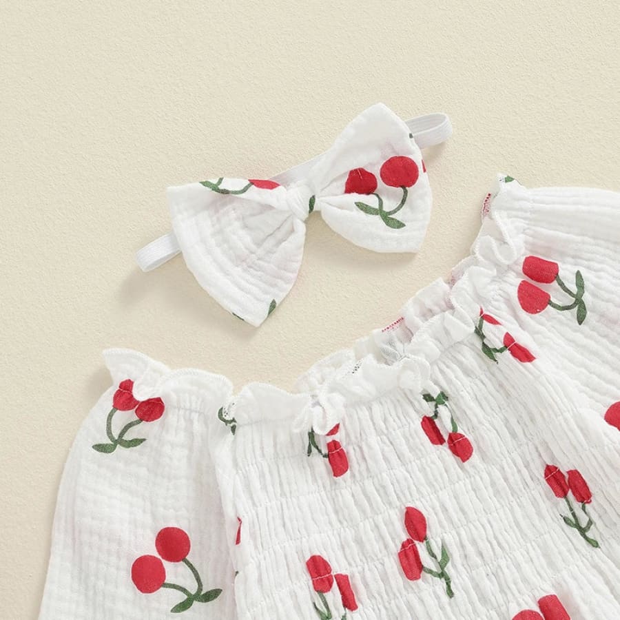 Cherry Ruched Romper