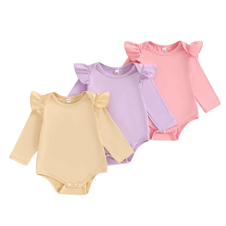 Chloe 3 Piece Long Sleeve Flutter Set - 0-3 Months