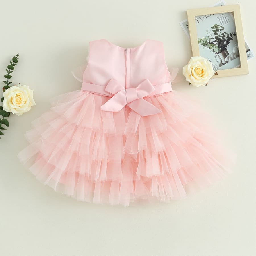 Christina Sparkle Bow &amp; Tulle Frill Dress - Mauve