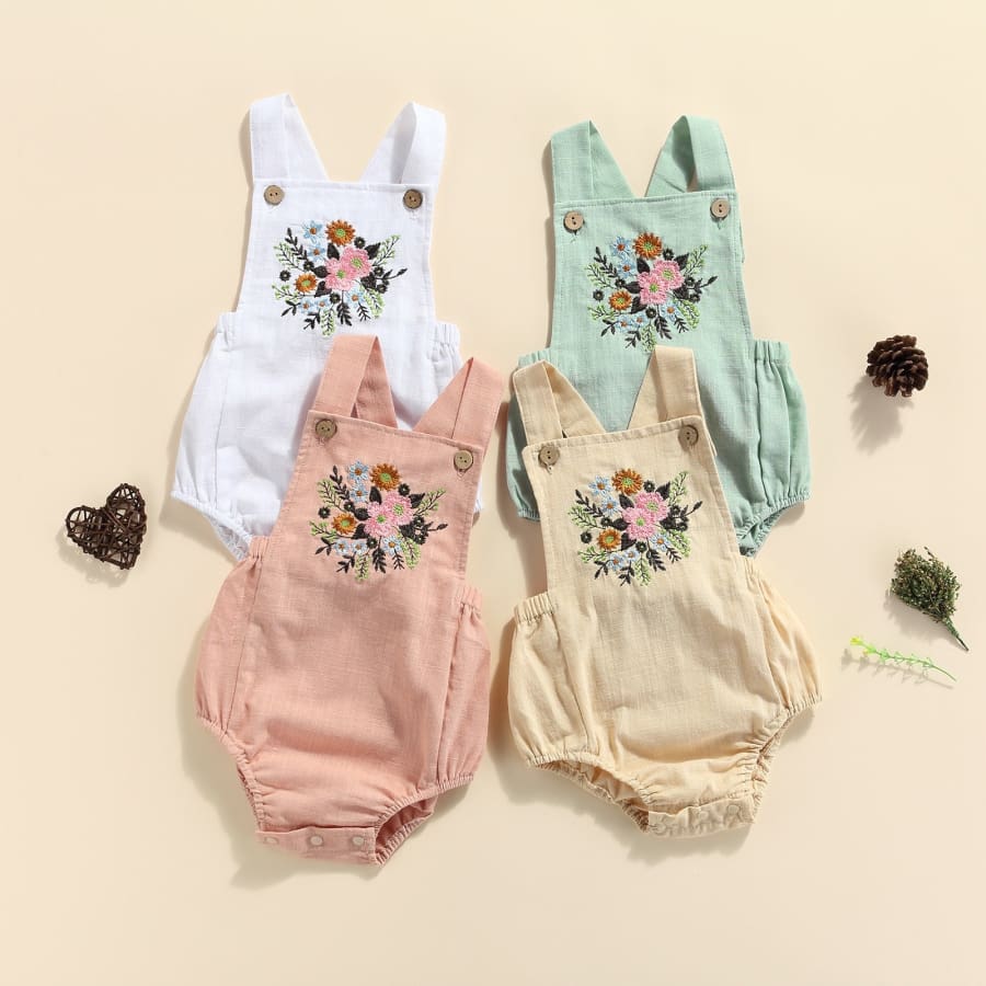 Claudine Floral Romper - Cream - 0-3 Months