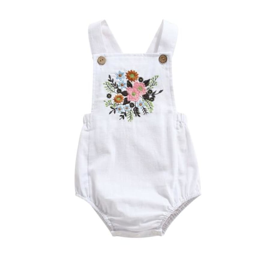 Claudine Floral Romper - White / 0-3 Months - Rompers Rompers