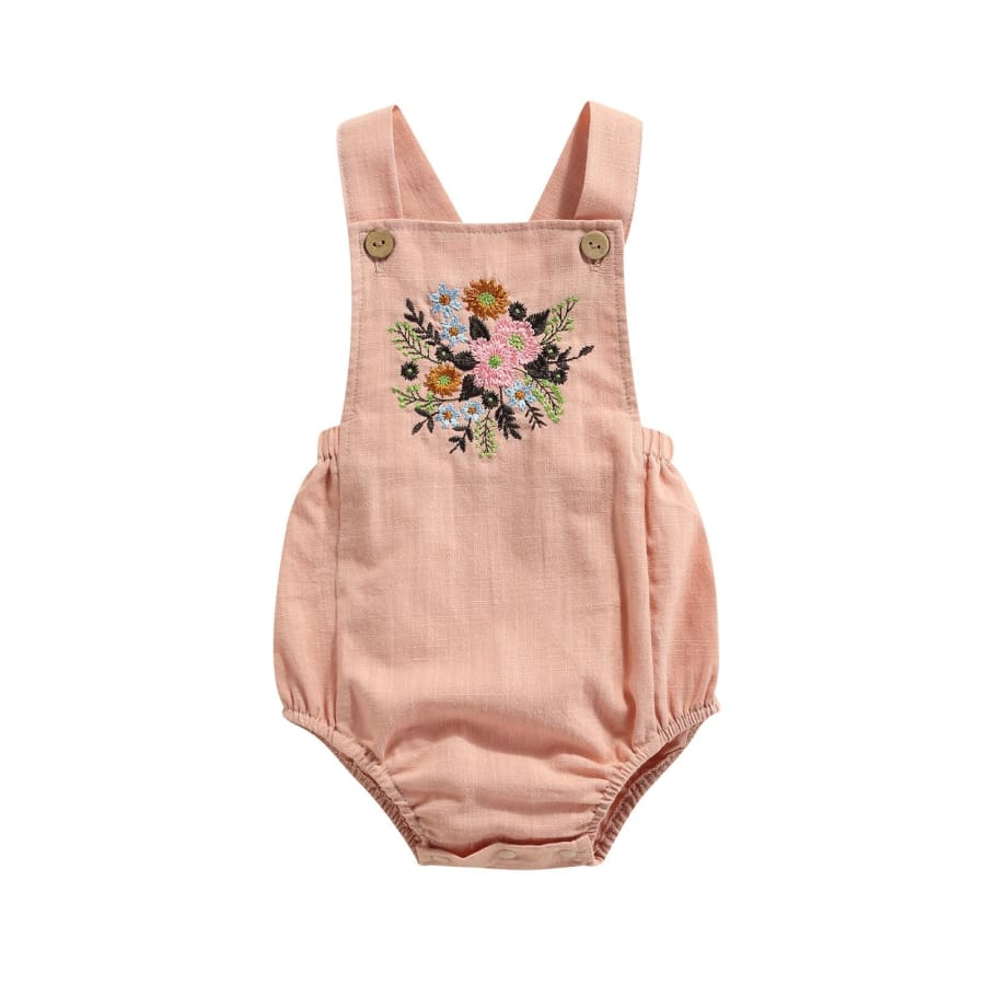 Claudine Floral Romper - Peach - 0-3 Months