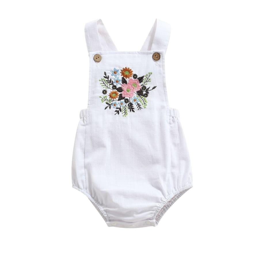 Claudine Floral Romper - White - 0-3 Months