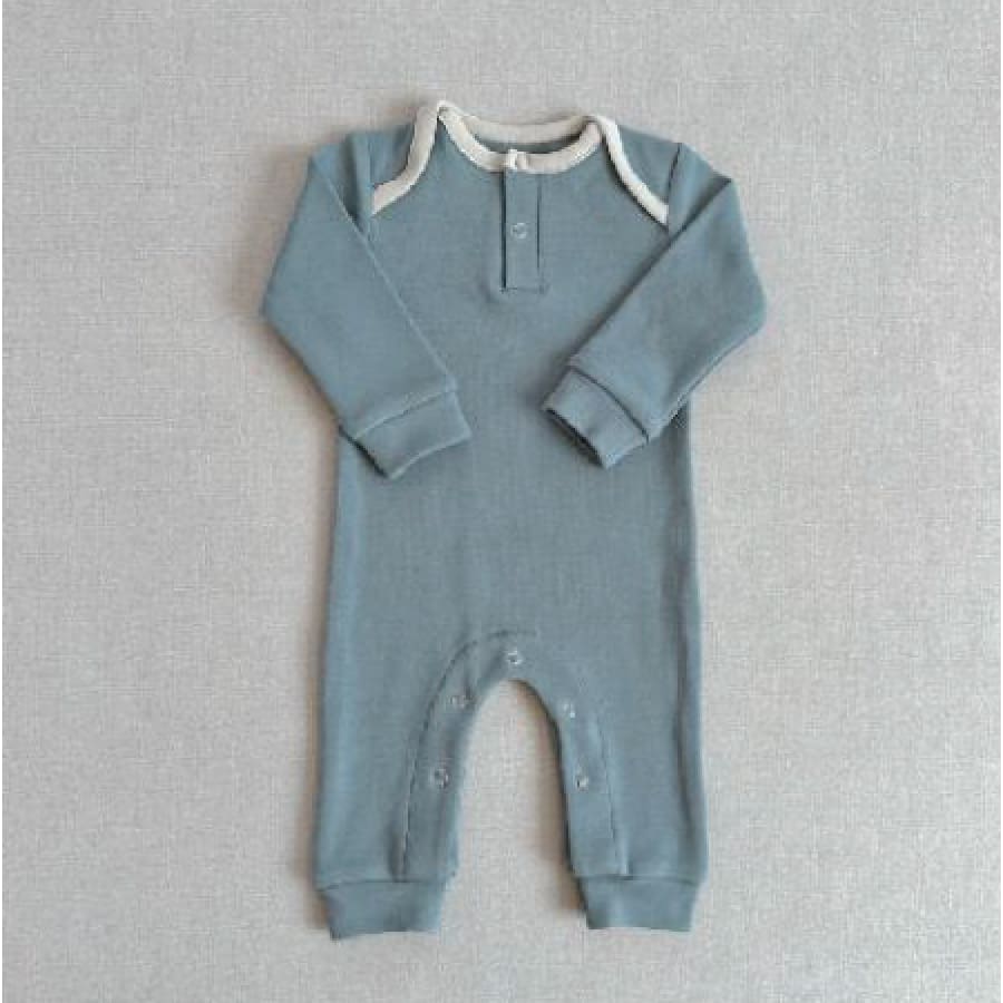 CLEARANCE SAMPLE LONG SLEEVE JUMPSUIT BLUE 6-12 MONTHS - 6-12 MONTHS - Onesies 35%