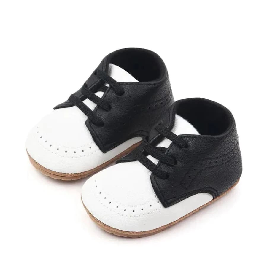 Sebastian Lace Up Pre Walker - Black & White - 0-6 Months - Shoes