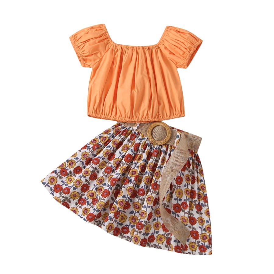 Sunflowers &amp; Sunshine Skirt and Crop Top - 2-3 Years - Set sets, summer sets