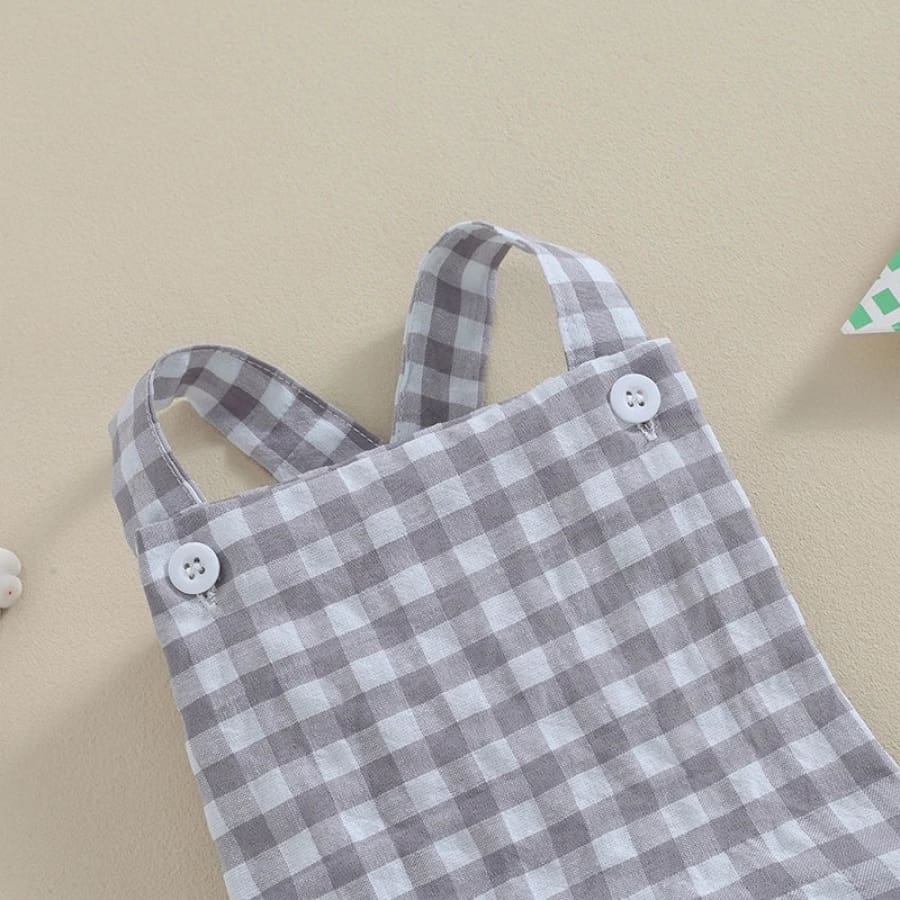 Cobi Gingham Check Romper - Grey