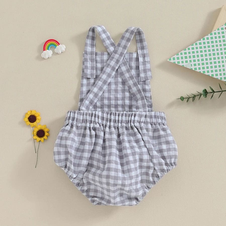 Cobi Gingham Check Romper - Grey