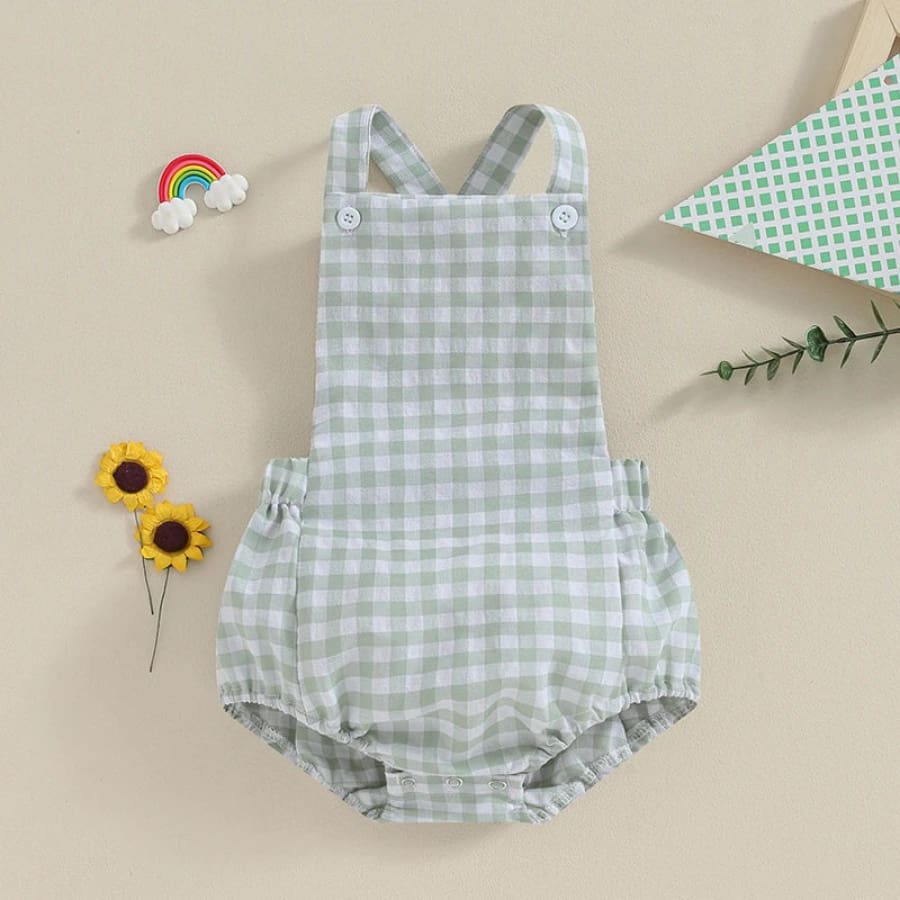 Cobi Gingham Check Romper - Grey