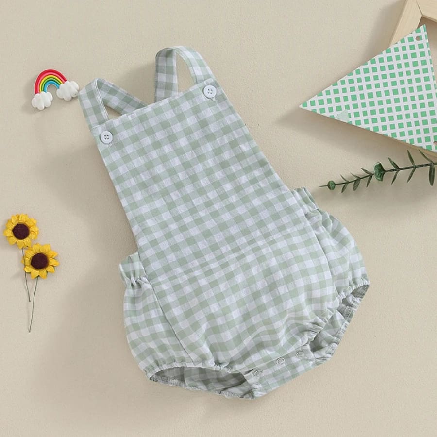 Cobi Gingham Check Romper - Sage