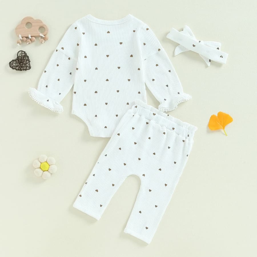 Coco Heart Print Long Sleeve Set + Headband