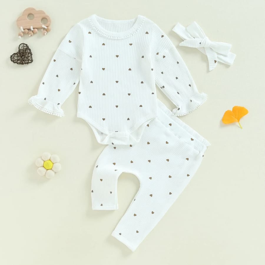 Coco Heart Print Long Sleeve Set + Headband