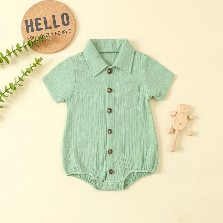 Colby Collared Romper - Seafoam