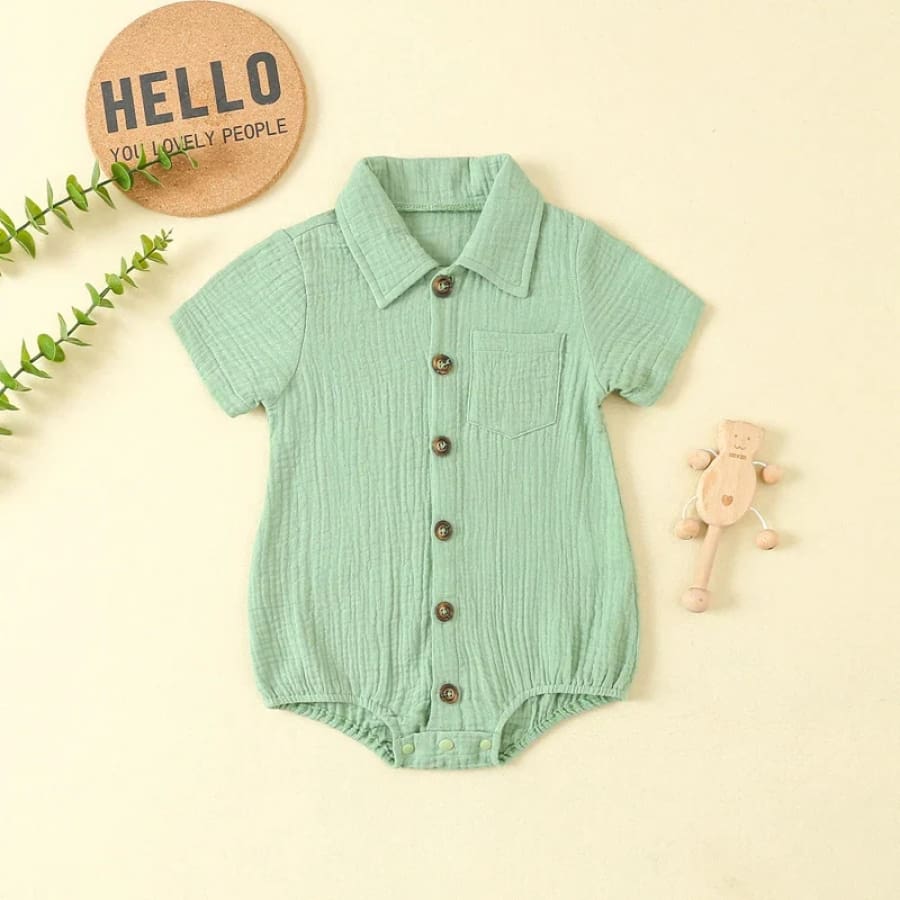 Colby Collared Romper - Sky