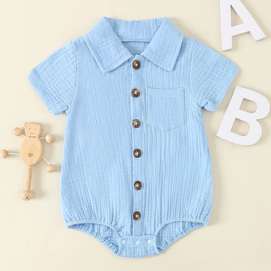 Colby Collared Romper - Sky