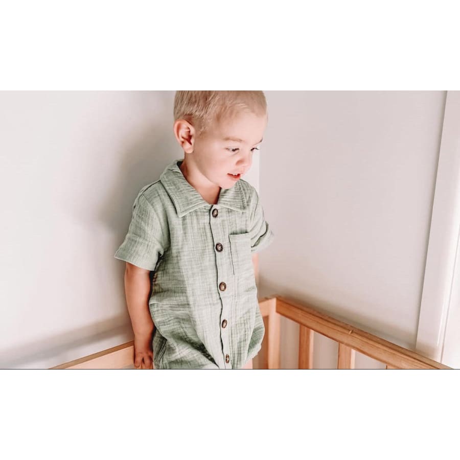 Colby Collared Romper - Sky