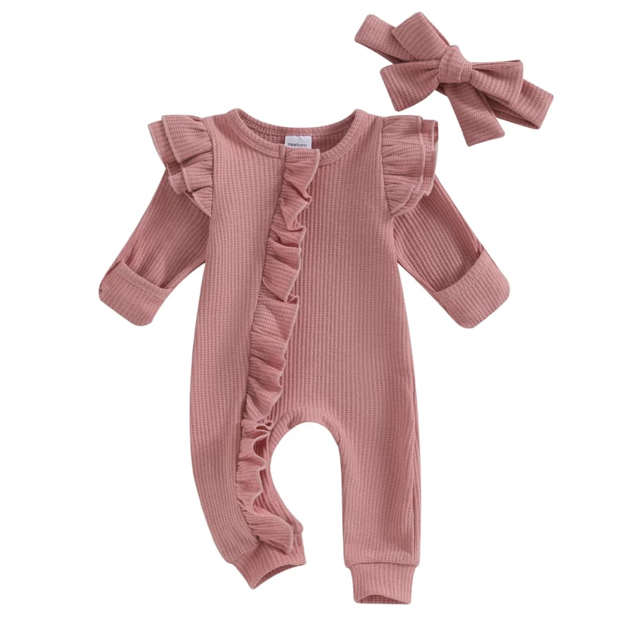 Connie Flutter Zip Jumpsuit - Blush - Newborn