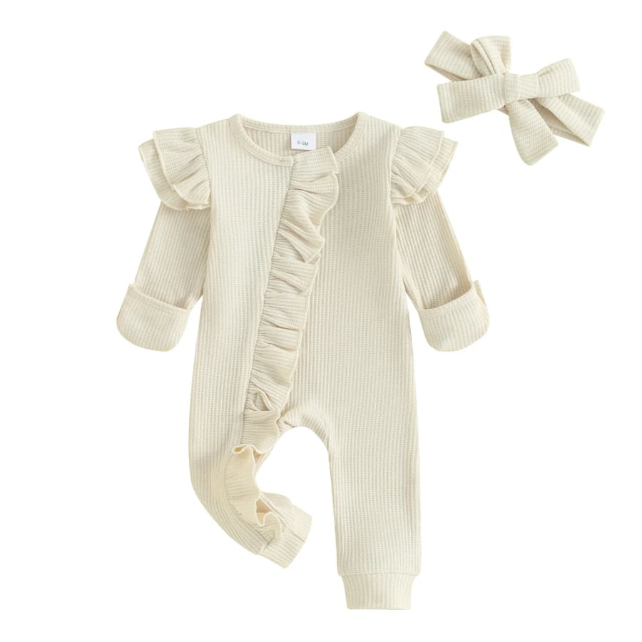 Connie Flutter Zip Jumpsuit - Cream - Newborn