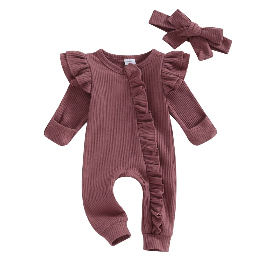 Connie Flutter Zip Jumpsuit - Mulberry - Newborn