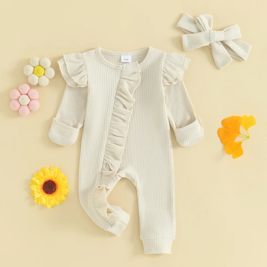 Connie Flutter Zip Jumpsuit - Snow - Newborn