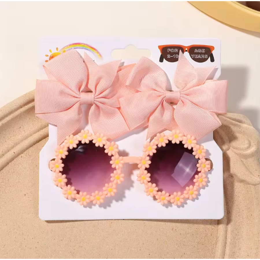 Connie Hair Clip and Sunglass Set - White - Sunglasses sunglasses