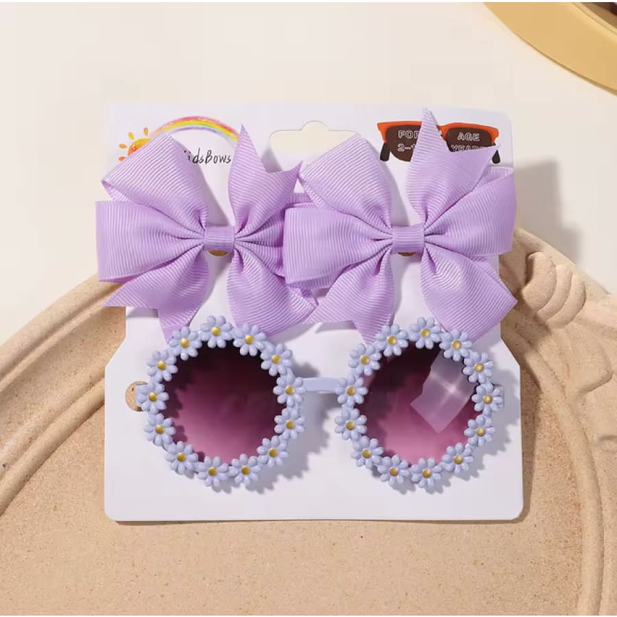 Connie Hair Clip and Sunglass Set - White - Sunglasses sunglasses