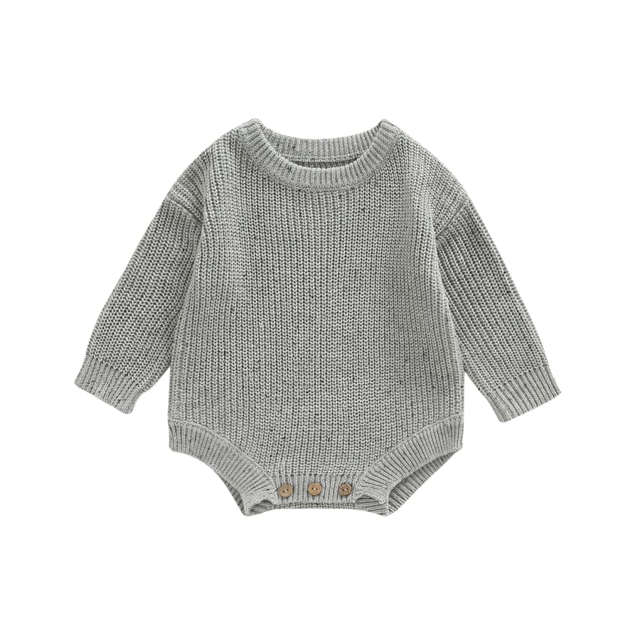 Connor Cosy Speckled Knit Romper - Grey - 0-3 Months