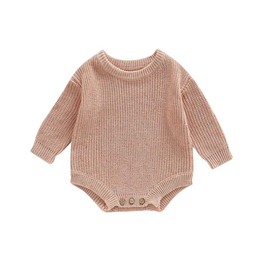Connor Cosy Speckled Knit Romper - Peachy - 0-3 Months