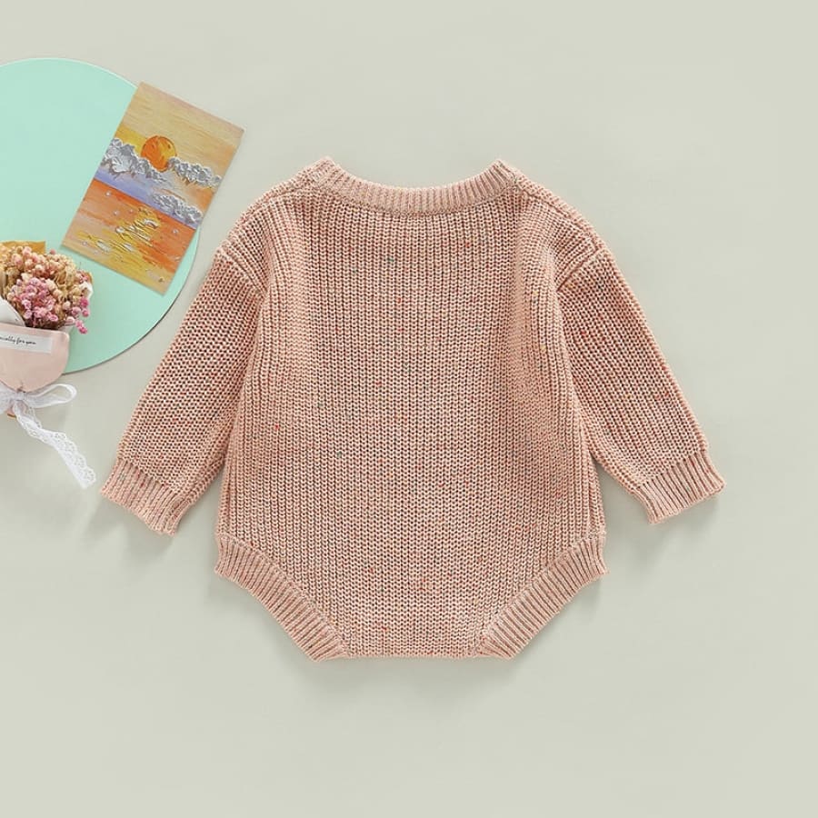 Connor Cosy Speckled Knit Romper - Peachy