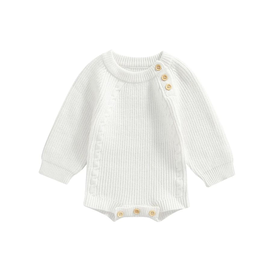 Corey Button Knit Romper - Chocolate