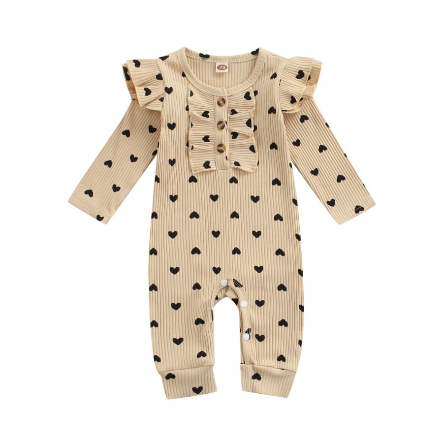 Corina Heart Print Jumpsuit - Natural - 0-3 Months