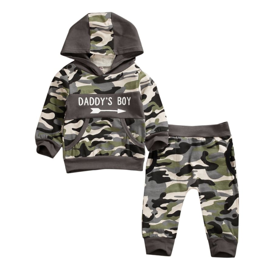 Daddy’s Boy Camo Hooded Set - 6-12 Months - Sets sets