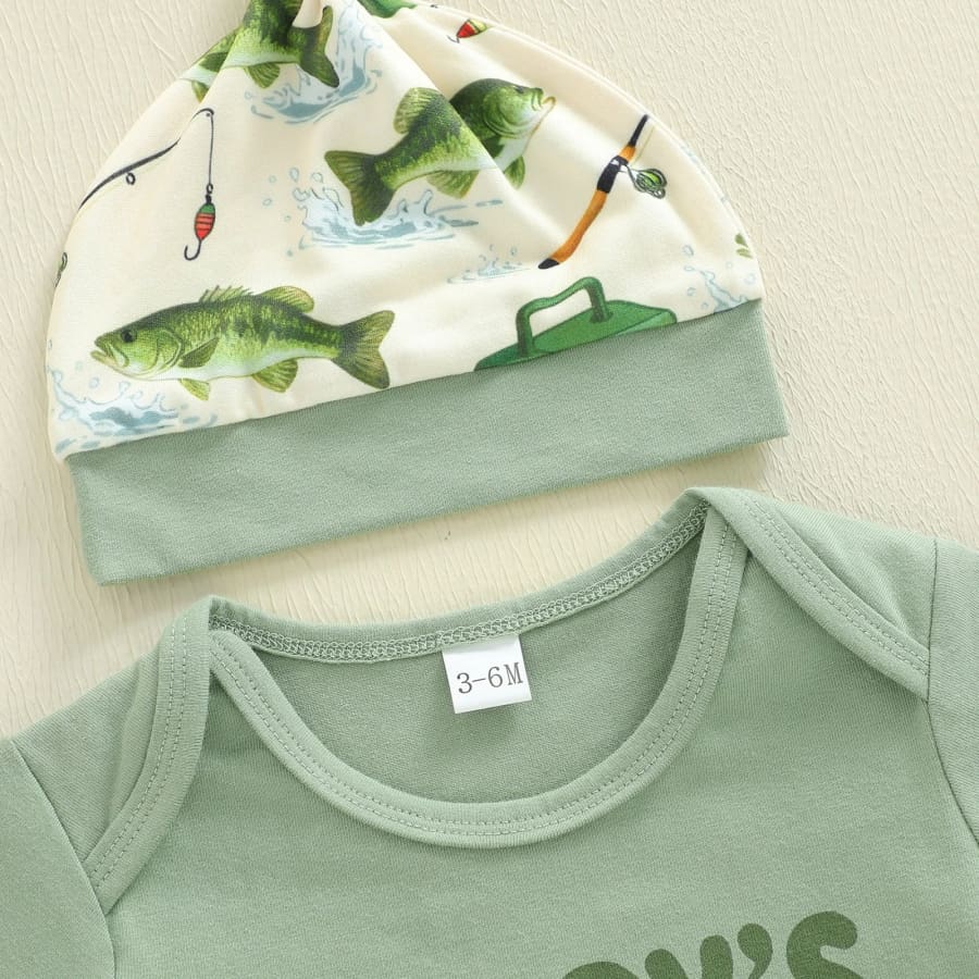 Daddy’s Fishing Buddy Beanie Set - Green