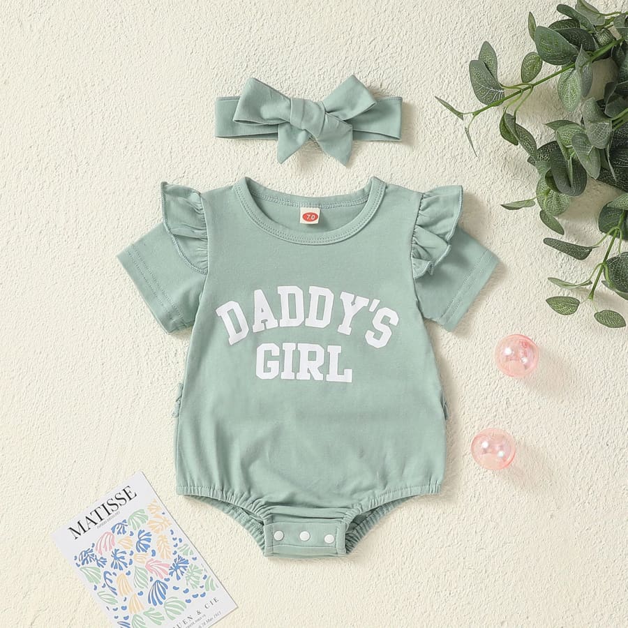 Daddy’s Girl Flutter Sleeve Romper - Mint