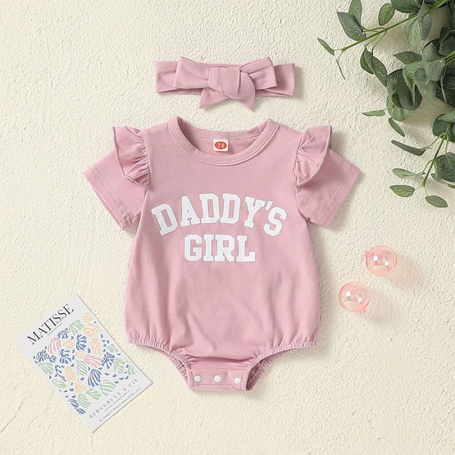 Daddy’s Girl Flutter Sleeve Romper - Pink