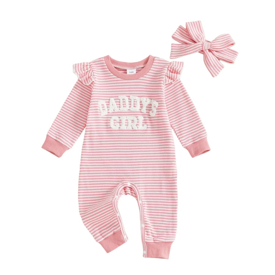 Daddy’s Girl Stripe Jumpsuit - Pink - 0-3 Months