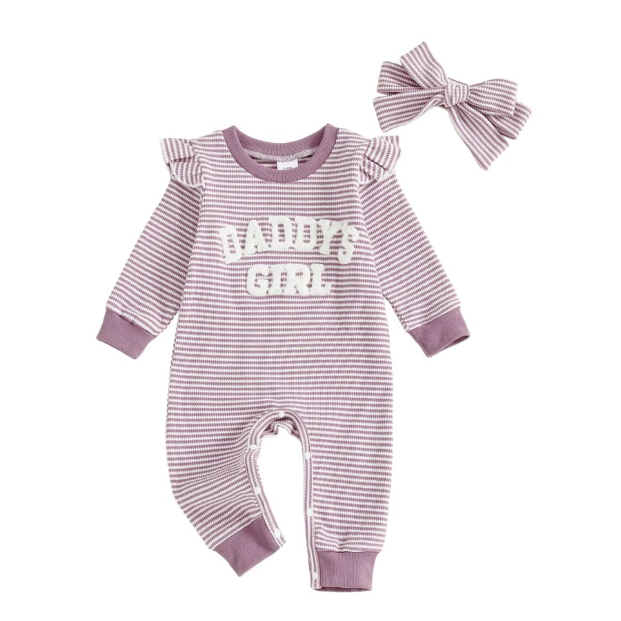 Daddy’s Girl Stripe Jumpsuit - Purple - 0-3 Months