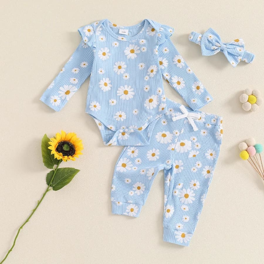 Daisy Waffle Trackie Set - Blue