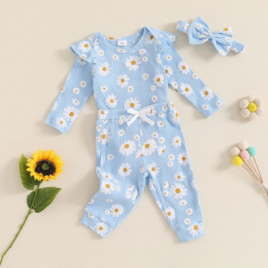 Daisy Waffle Trackie Set - Blue