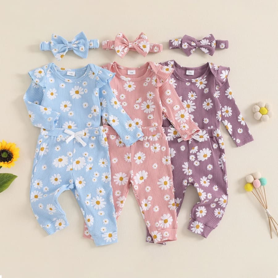 Daisy Waffle Trackie Set - Blue