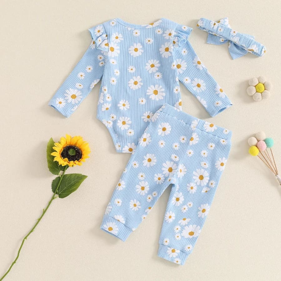 Daisy Waffle Trackie Set - Blue