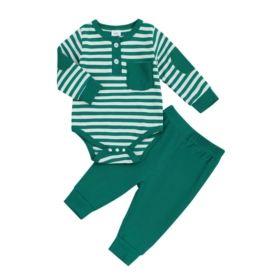 Davie Stripe Trackie Set - Green - 0-3 Months