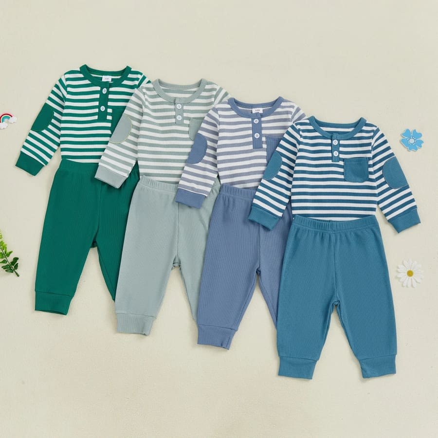 Davie Stripe Trackie Set - Seafoam - 0-3 Months
