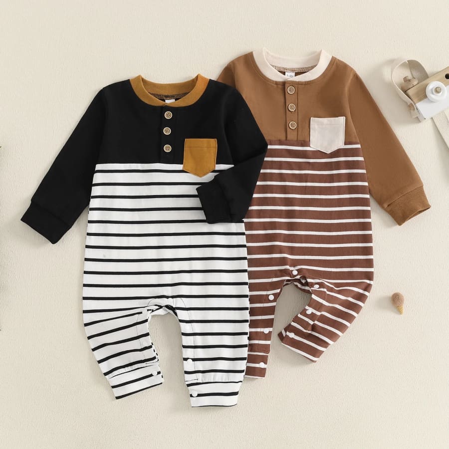 Dawson Stripe Jumpsuit - Chocolate